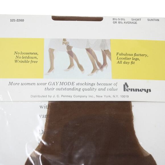 Vintage Nylon Stockings Cantrece Gaymode 1 Pair Suntan A 8 1/2 Average - Hey Viv - Picture 3 of 6
